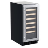 14.88" 24 Bottle Single Zone Built-In Wine Refrigerator with Stainless Steel Frame Glass Door
