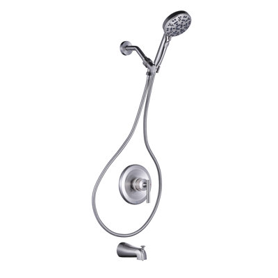 Ensemble de robinet de baignoire et douche à une poignée et 7 jets avec douche à main en laiton 1,8 GPM