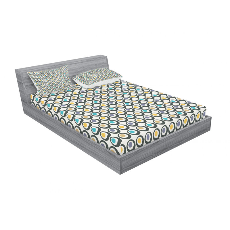 Microfiber Polka Dots Sheet Set, Full/Double Sheet Set with Fitted Sheet, Symmetric Polka Dots