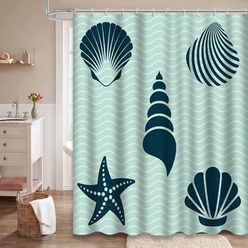 Rideau de douche imperméable avec 12 crochets, L 72 po x l 78 po