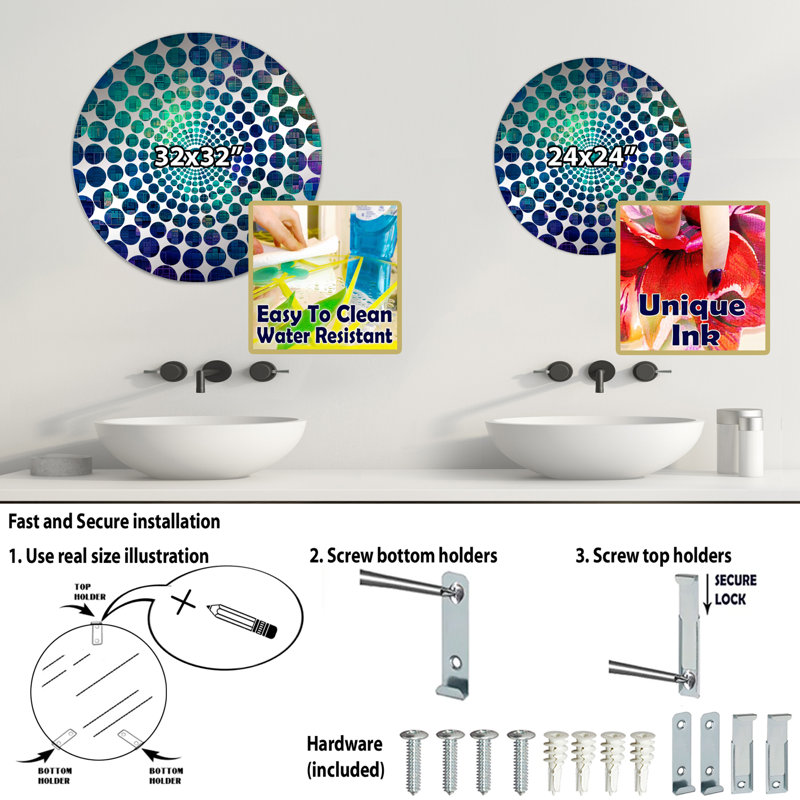 Ozuri - Miroir décoratif à cercles concentriques, 23,6 po x 23,6 po