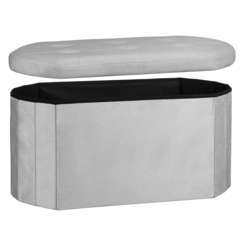 110cm Wide Velvet Oval Footstool Ottoman, Grey
