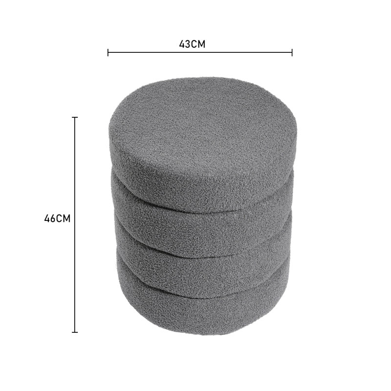 43cm Wide Tufted Round Solid Colour Footstool Ottoman