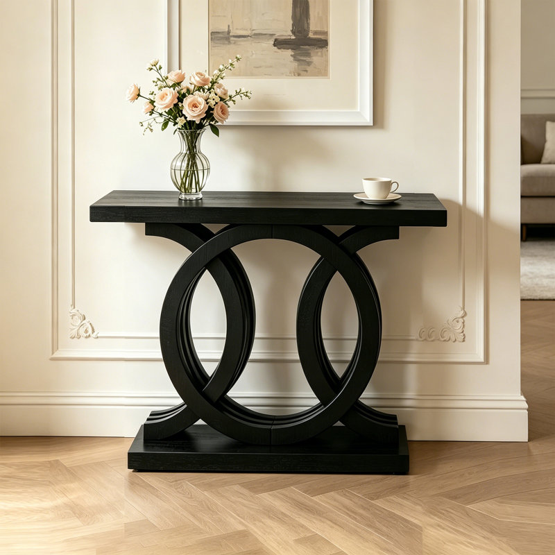 Console Modern Sculptural, 31.5" H x 51.18" W x 19.69" D, Black