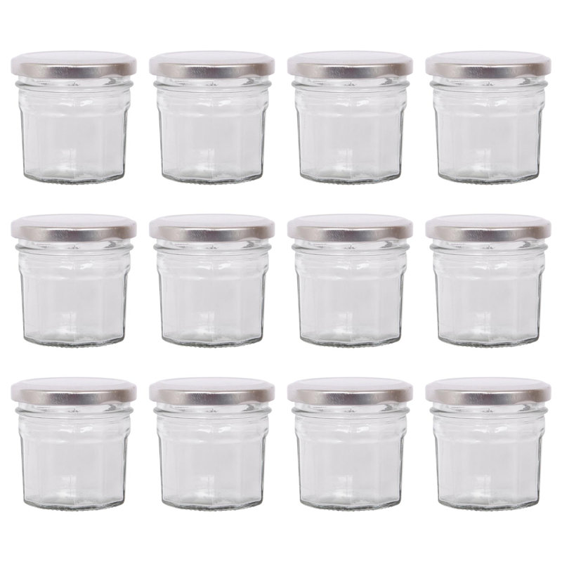 Glass Jar - Set of 6, Silver, 90ml