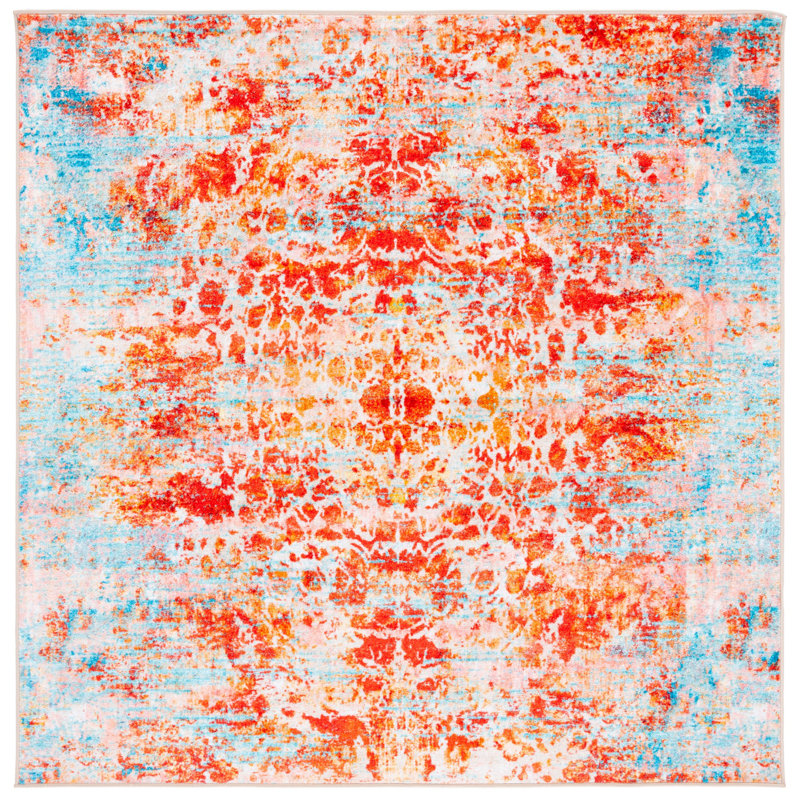 Whaleyville Performance Machine Washable Abstract Rug, Square 6'7"