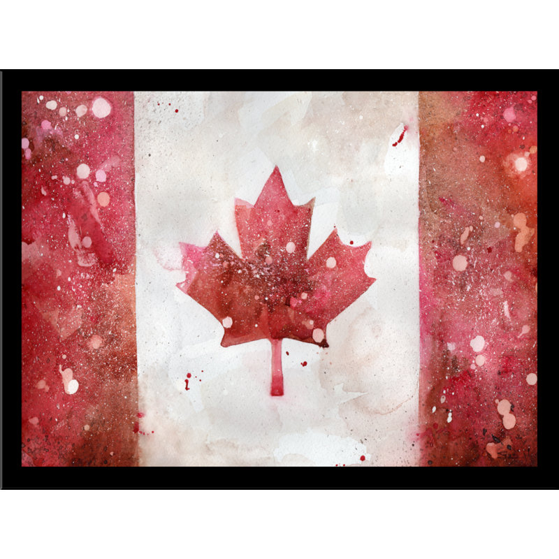 «Canada Flag» par Sean Parnell, reproduction de peinture à l'aquarelle, H 18,5 po x l 26,5 po x P 1po, Cadre photo noir
