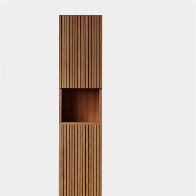 MITCH 59" Tall Bathroom Wall Mounted Cabinet, Narrow Storage Cabinet with Doors and Shelves, Suitable for Small Spaces, Applicable to Bathroom, Living Rooms and Laundry, Brown Oak Woodgrain Color