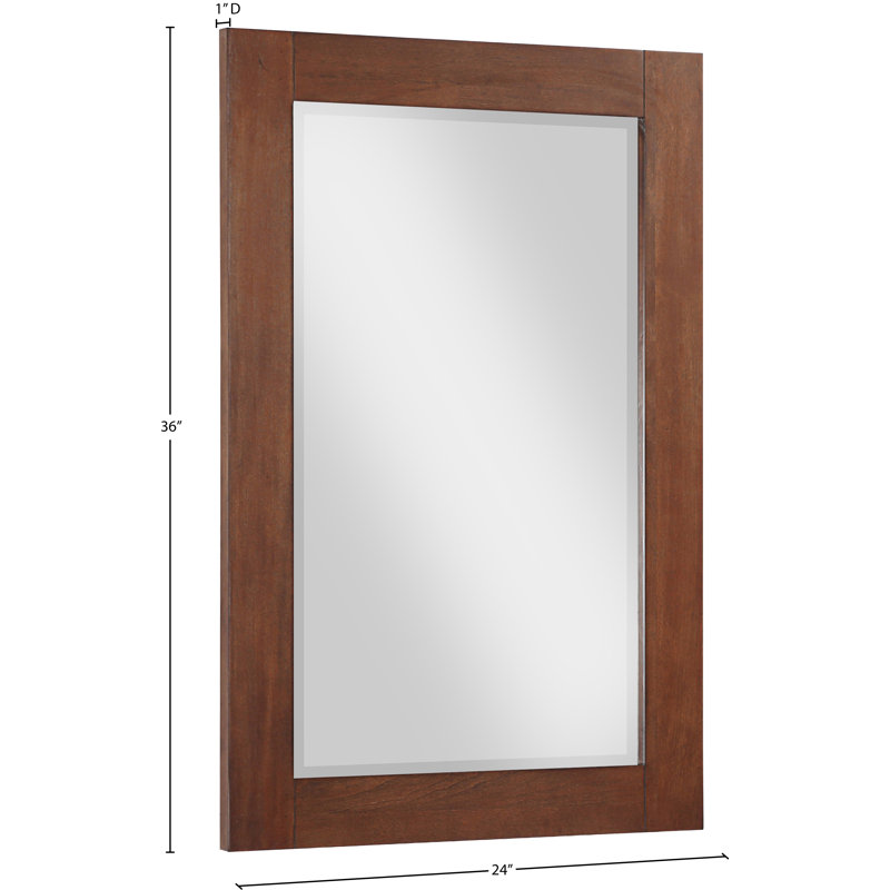 Miroir de salle de bain Kleier, 36 po x 24 po, Noyer