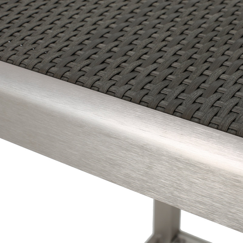 Table de bar d'extérieur en aluminium 43 po avec plateau en rotin PE