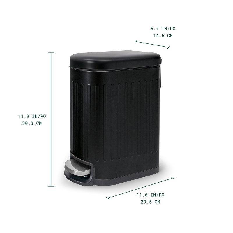 Poubelle à pédale rectangulaire avec couvercle à fermeture en douceur Acento Linea, Noir mat incorrect
