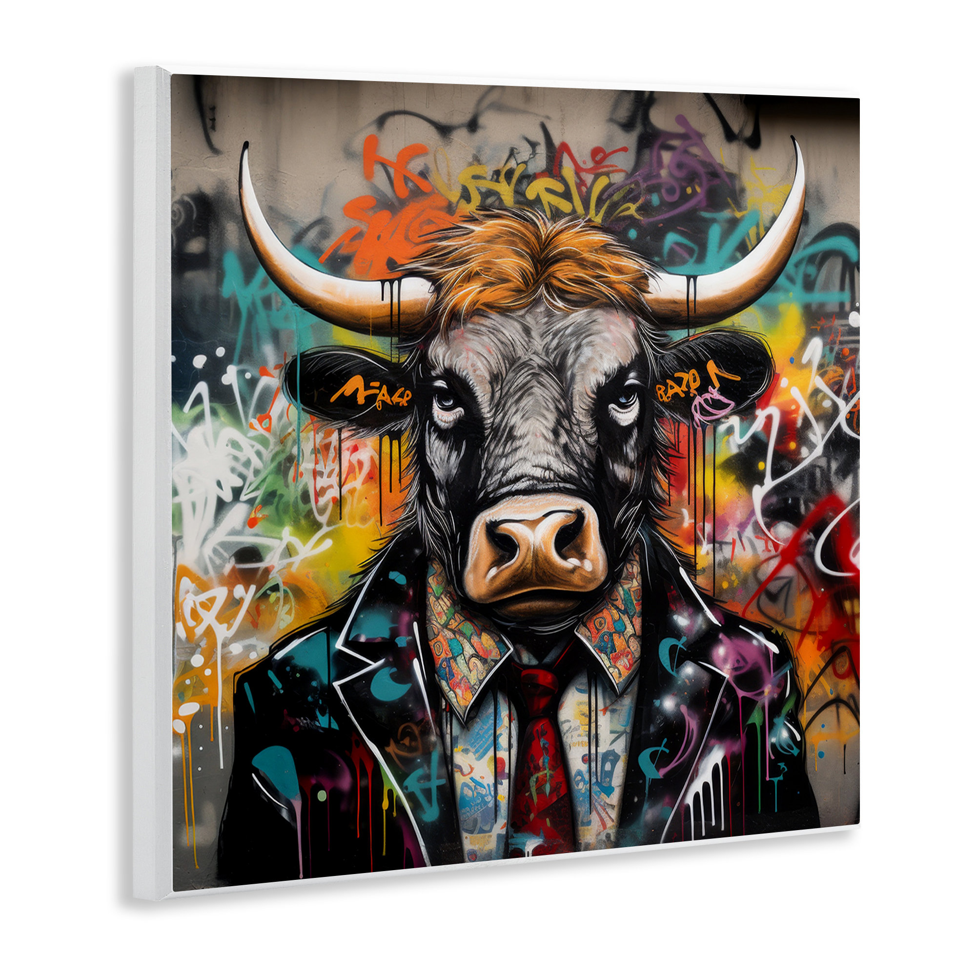 Dakota Fields Urban Graffiti Bull Wall Plaque Art by Lazar Studio | Wayfair