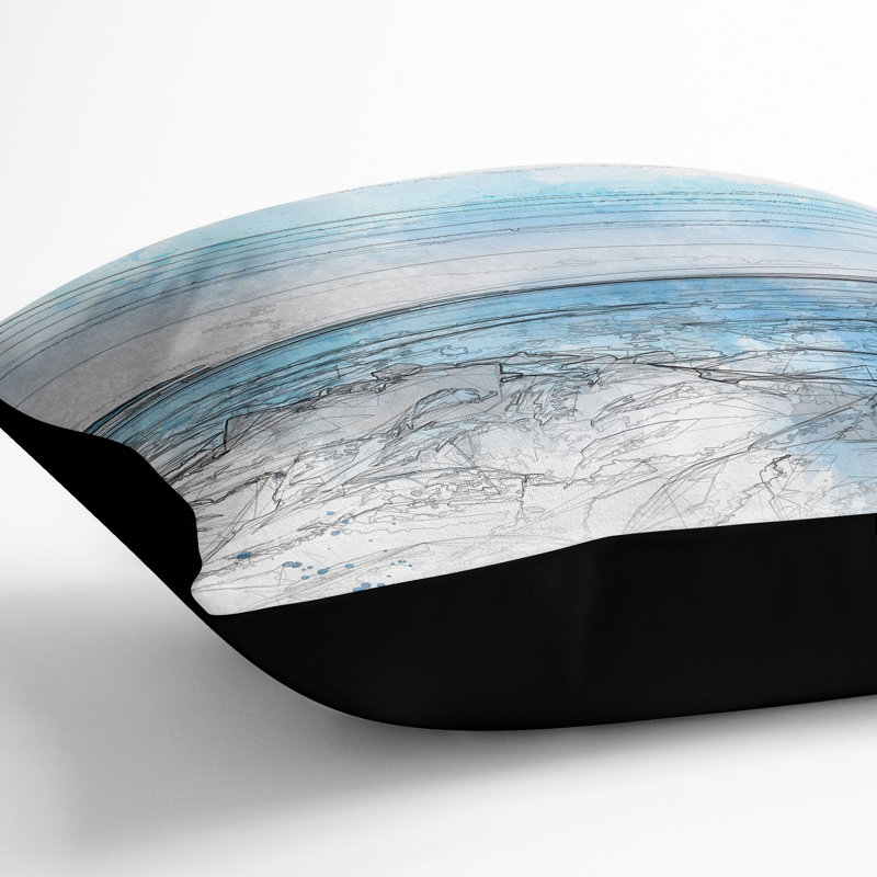 Sea View at Dawn Cushion with Filling, 55cm H x 55cm W x 20cm D, Black