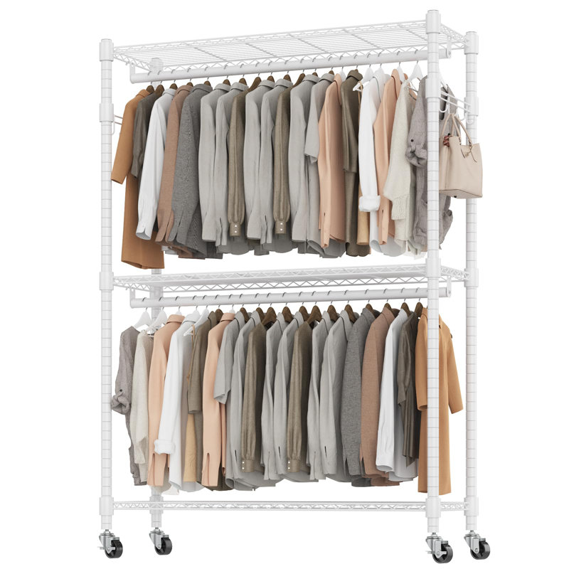 Everley 90cm W Rolling Clothes Rack, White