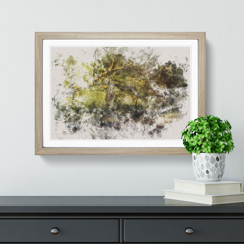 Mystical Forest - Picture Frame Painting Print, 45cm H x 63cm W x 2cm D, Oak Framed