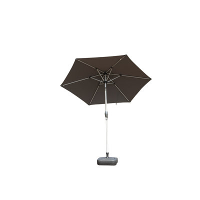 Parasol d'extérieur 7,5 pi avec protection et conception imperméable, manivelle inclinable pour table de patio, 6 nervures pour le jardin, la terrasse, la cour, la piscine (caractéristique grise, inclinaison sans effort de la manivelle, ferme
