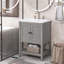 Lavabo de salle de bain moderne élégant en céramique 24 po avec tablette ouverte en bois massif-680683008