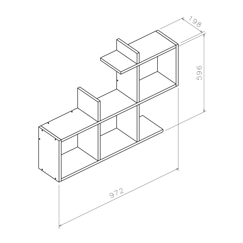 Tablette 4 pièces Dameika, Chêne blanc
