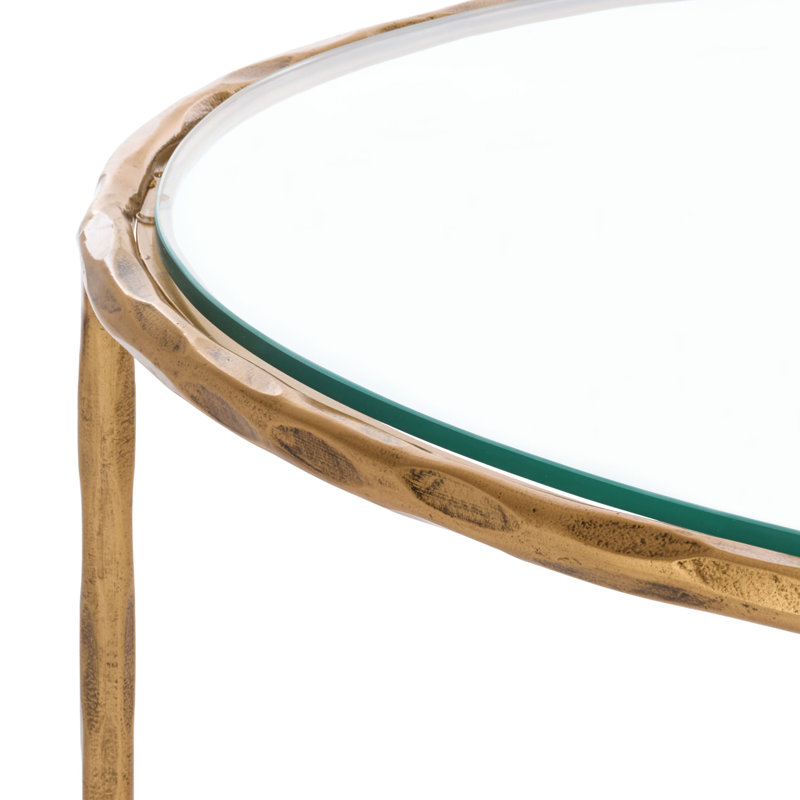 Evelynn Glass Top Coffee Table, Brass, Clear
