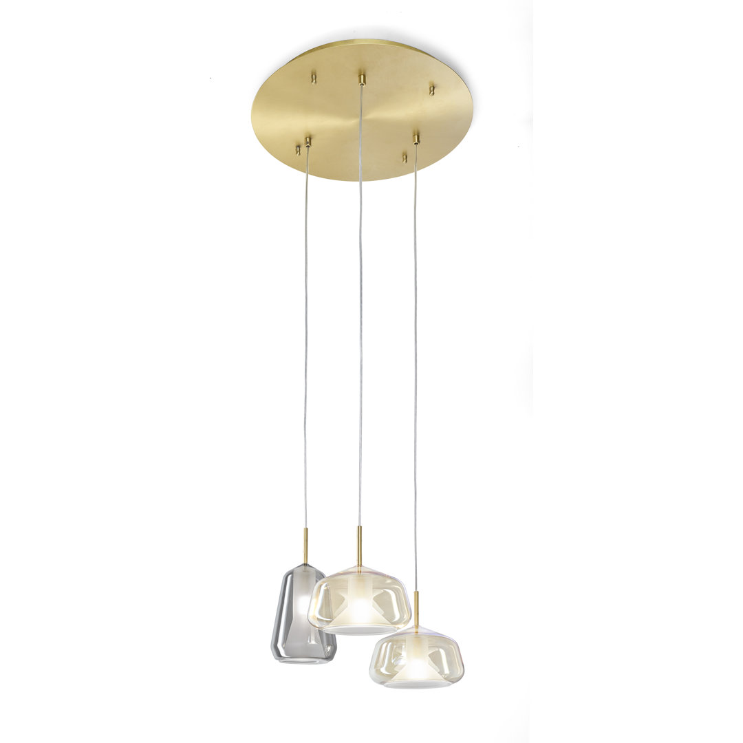 Colusa 3 - Light Brushed Gold Cluster Pendant