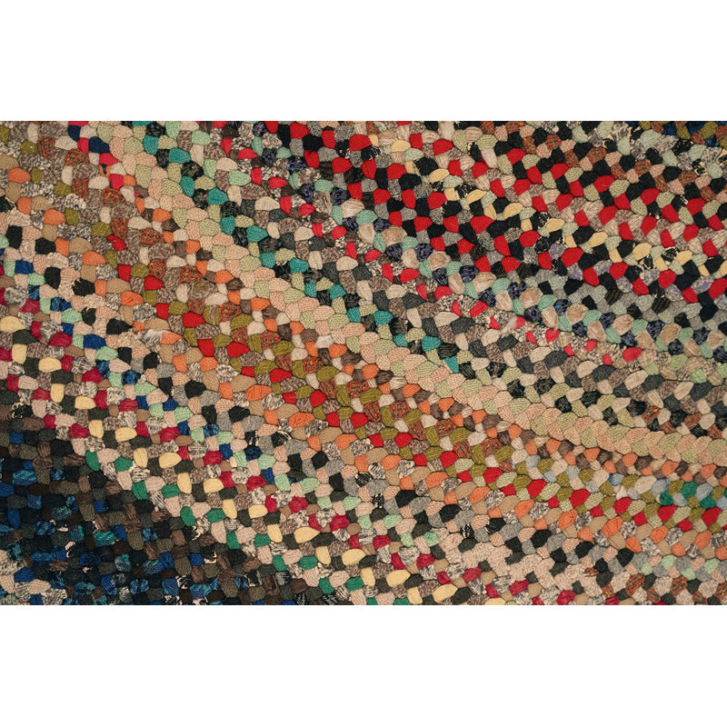 Multicolor Jewel Tones Round 1935 Antique Flat Weave Wool Rug