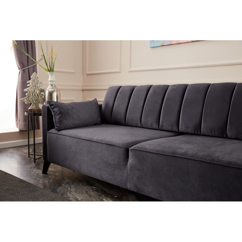 Canapé rembourré 81,1 po Thorfinn, Mélange de lin gris anthracite