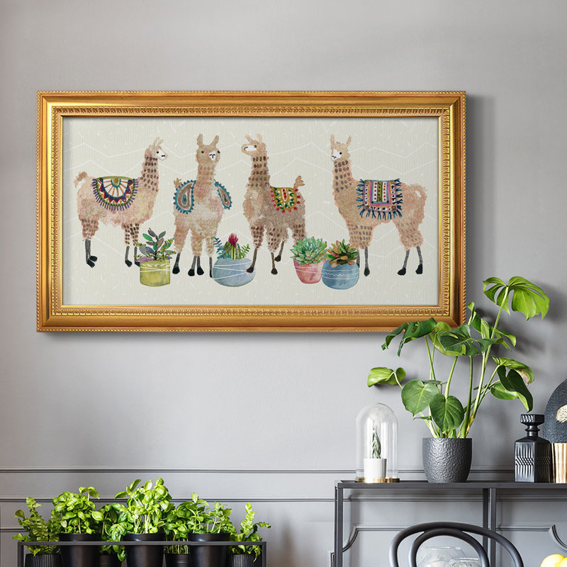 «Llama Party», reproduction d'un seul cadre photo sur toile, H 25 po x l 45 po x P 2,5 po