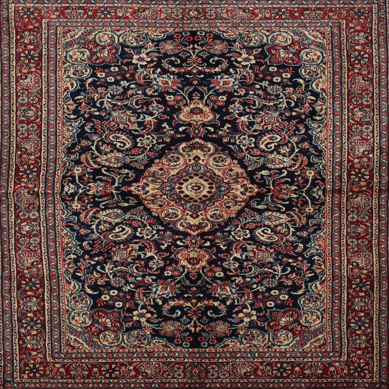 Tapis traditionnel bleu / brun Orionis, Carré 4 pi