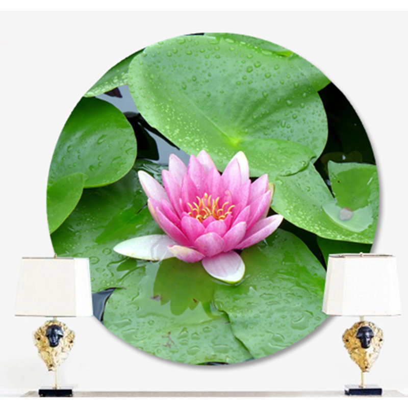 Purple Lotus Lilly Pads Print, 46" H x 46" W x 2.5" D