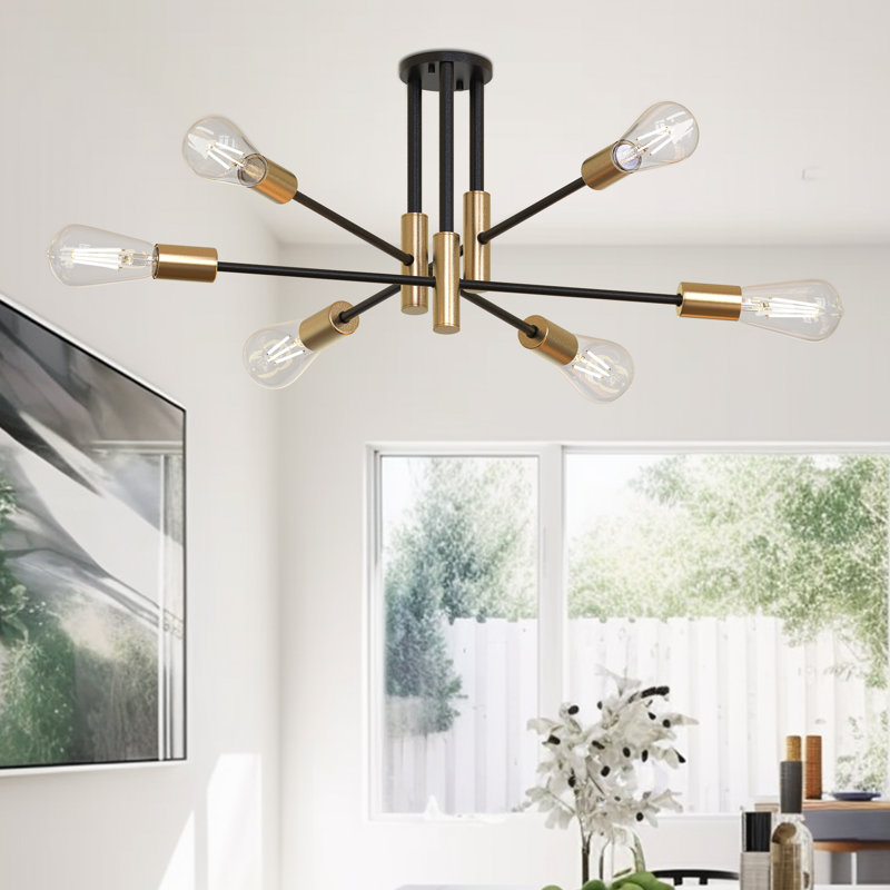 Lustre spoutnik noir 6 lumières
