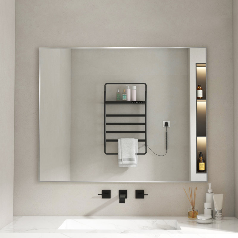 Miroir d'appoint Lesamuel, 32 po x 40 po, Nickel brossé, Rectangulaire