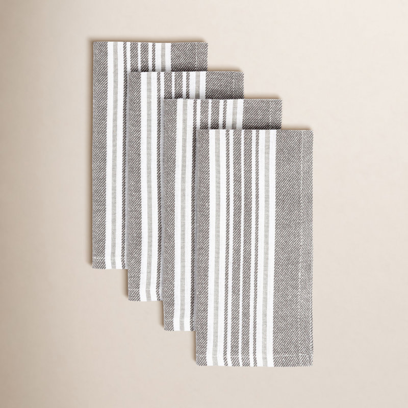 over&back Woven Striped Cloth Napkins, Gray