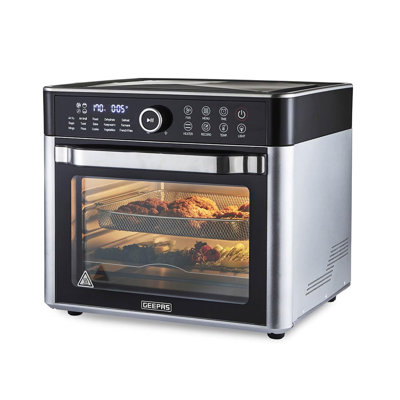 GEEPAS 22L Air Fryer Oven | Countertop Convection Mini Toaster Oven with Digital Display, Timer & Temperature Control |Double Glass Door, 15 Preset Mode - Airfry/Roast/Bake/Dehydrate | Family Size, 1700W