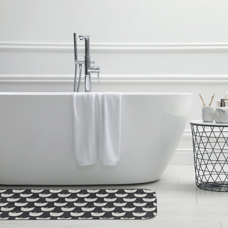 Tapis de bain Flower Power, L 21 po x L 34 po, Gris
