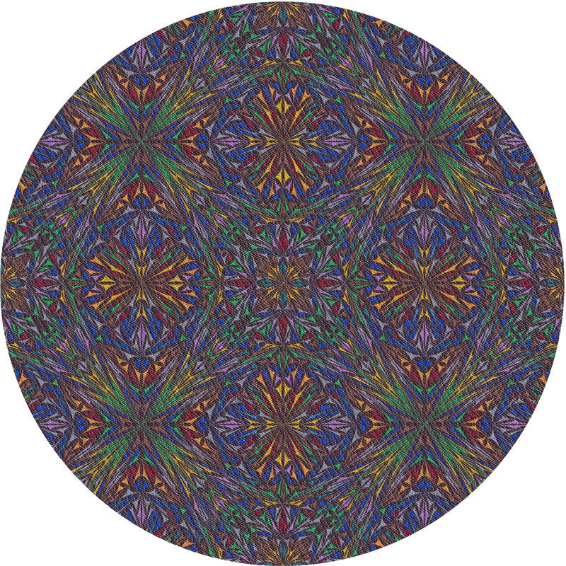 Tapis à motif bleu / vert mer, Rond 4 pi