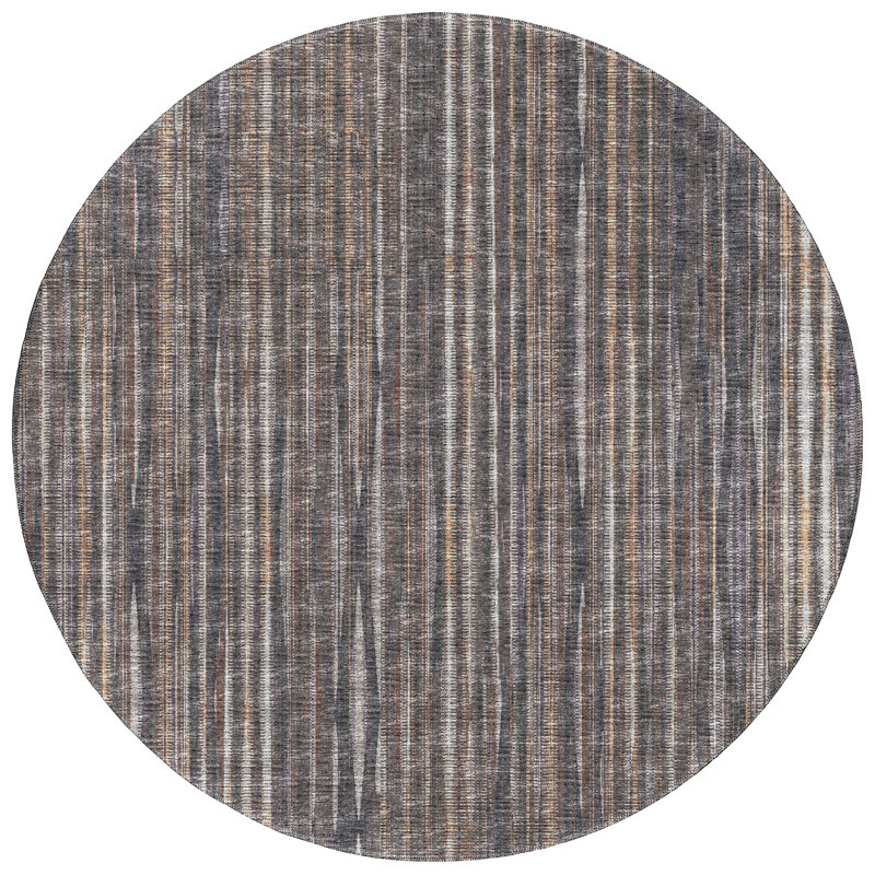 Haruko Washable Striped Indoor / Outdoor Rug, Round 8'