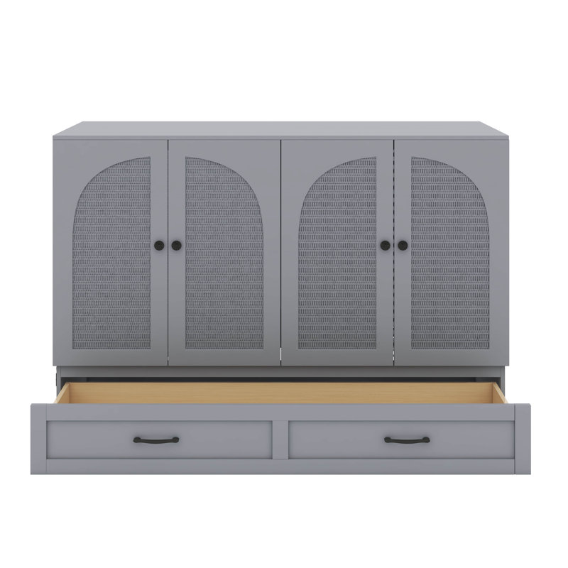 Grand lit escamotable avec tiroirs, Gris