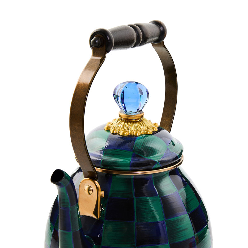 Confetti Check 2 Quart Tea Kettle, Black/Green