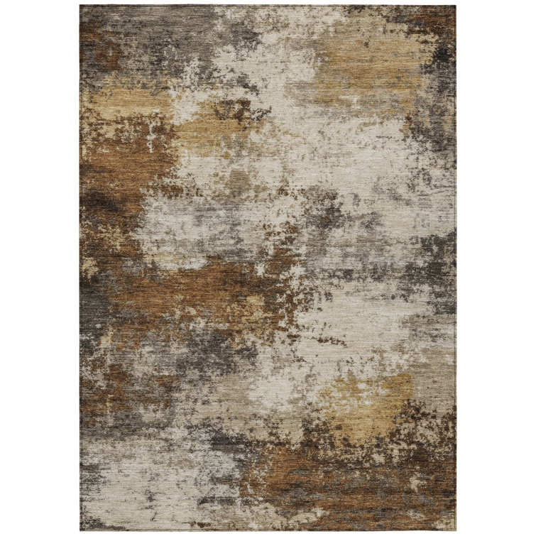 Machine Washable Indoor/Outdoor Xhevrie Brown Rug