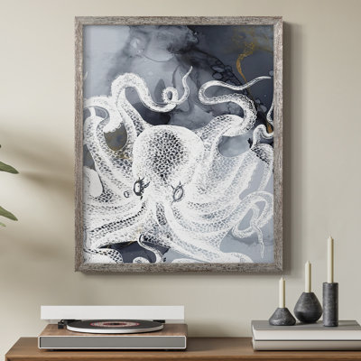 Octopus Ink II Framed Print - Solid Wood