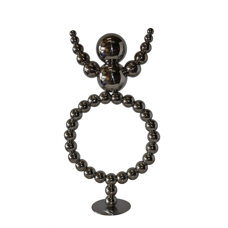 Modern Abstract Of A Happy Man Metal Chrome Balls Statue Size: 14" X 6" X 26"H