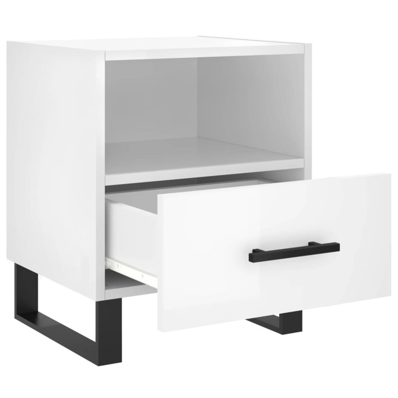 Aanyla 40cm W Iron Bedside Table, High Gloss White