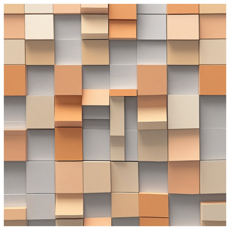 Beige Orange Squares Comforter, Queen