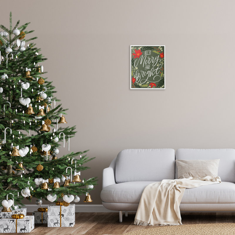 Art floral giclée encadrée «Merry and Bright» par Isabela Schielke, Giclée encadrée blanc bord de mer, H 20 po x l 16 po