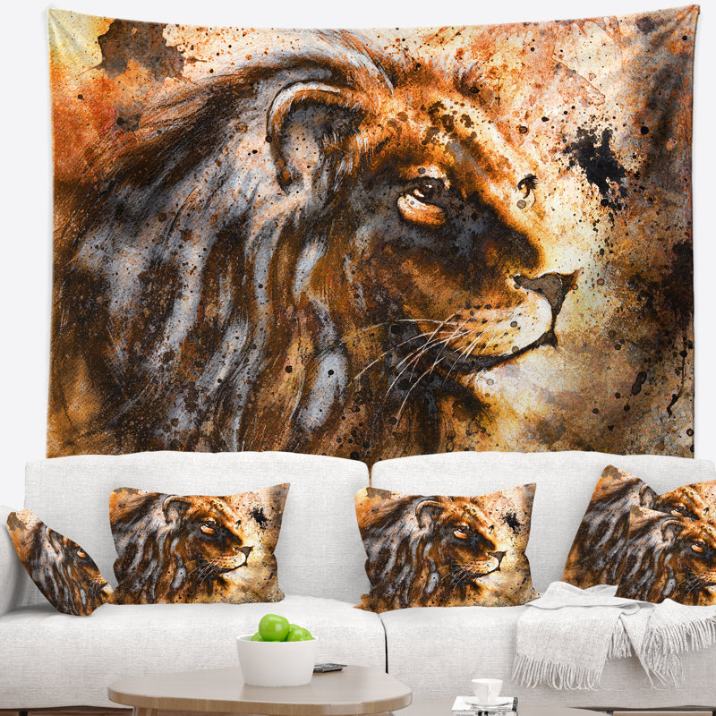 Tapisserie de lion collage Animal, H 50 po x l 60 po