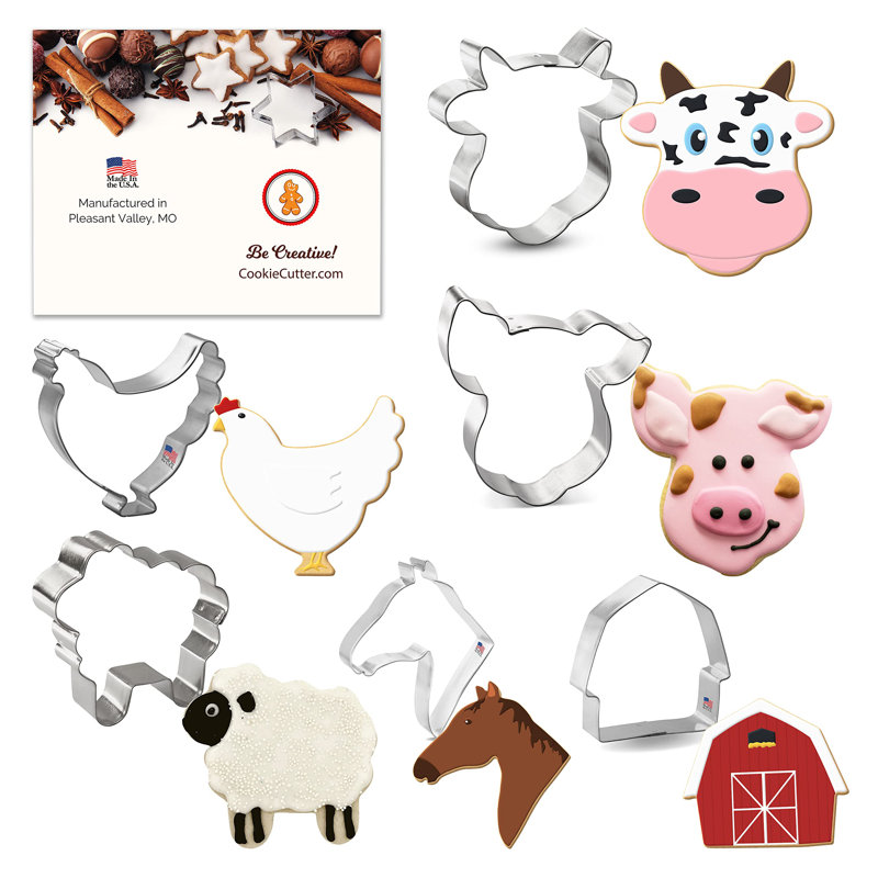 Ensemble d'emporte-pièces de ferme 6 pièces Cookciutter.Com Farm Barnyard