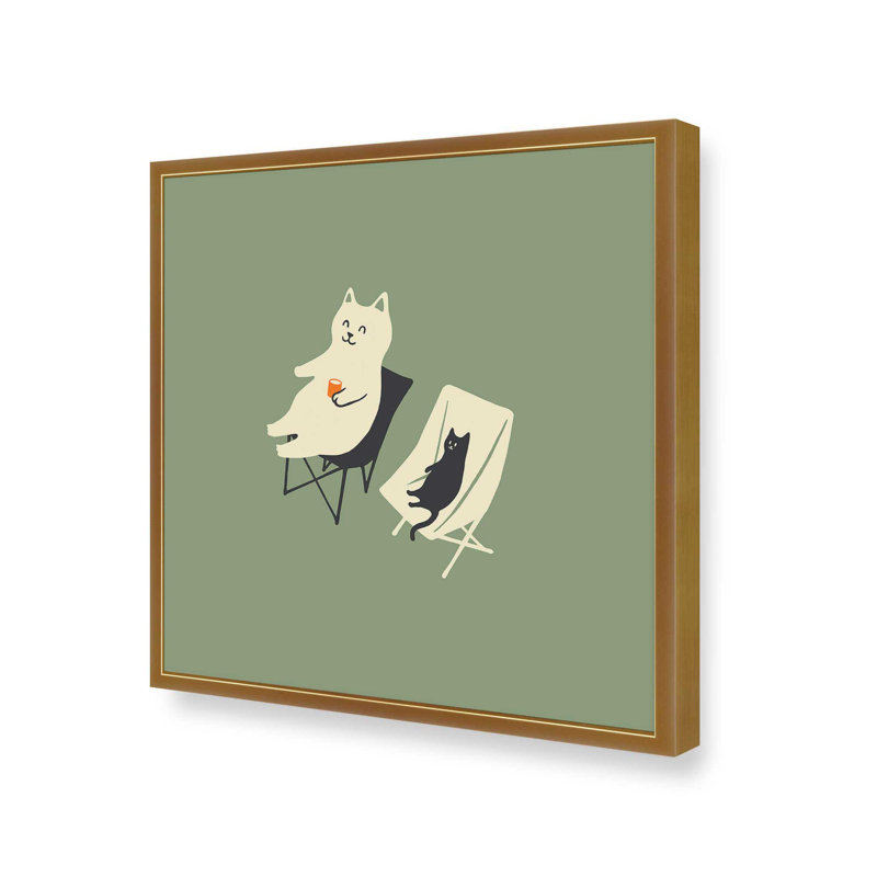 «Happy Go Lucky Cat» par Jimmy Tan, reproduction d'art, H 20 po x l 20 po, Doré