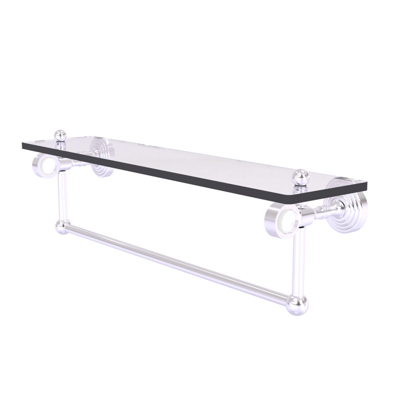 Tablette à support en verre avec barre à serviettes Jarrell, Chrome satiné, H 5,12 po x l 22 po x p 6,4 po
