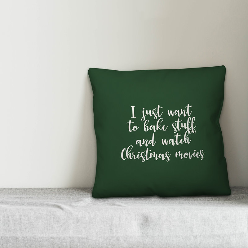  Faites cuire des aliments et regardez des films de Noël, Vert foncé, Housse de coussin