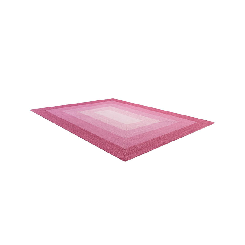  Ombre Hand Braided Wool Rug, Rectangle 2' x 3'1", Pink